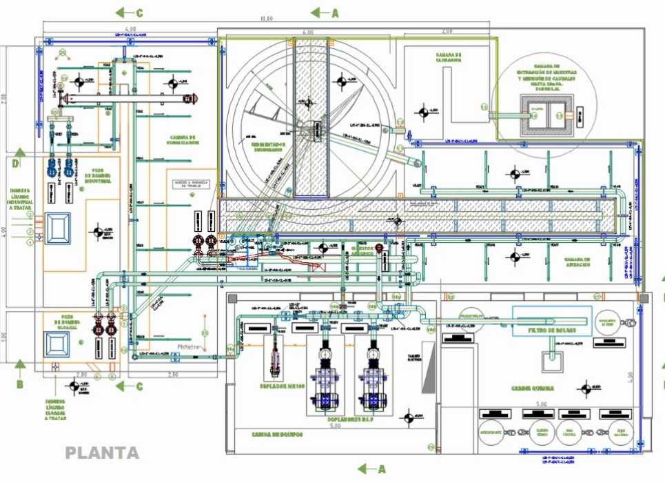 A detailed technical drawing illustrating the layout and components of a Bangladeshi water treatment plant.